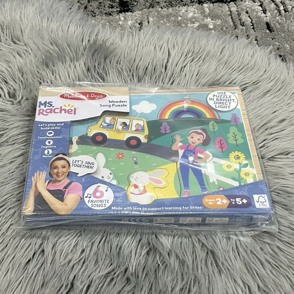 Ms. Rachel Melissa & Doug‎ Wooden Song Peg Puzzle Toys 6-Piece Light-Activated